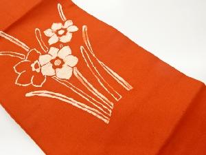 手織り紬草花模様名古屋帯